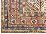 7x11 Ivory and Red Turkish Tribal Rug