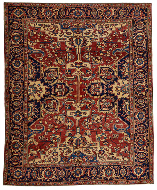 8x10 Red and Navy Turkish Tribal Rug