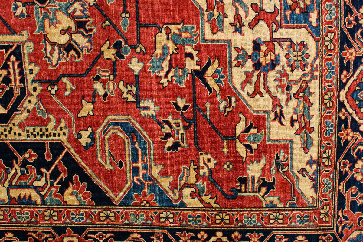 8x10 Red and Navy Turkish Tribal Rug