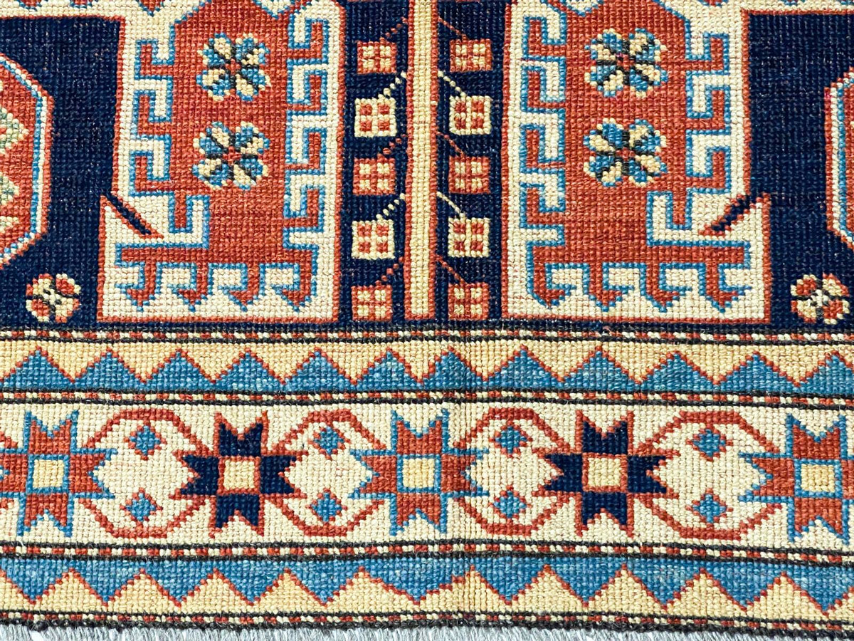 4x6 Red and Ivory Turkish Tribal Rug
