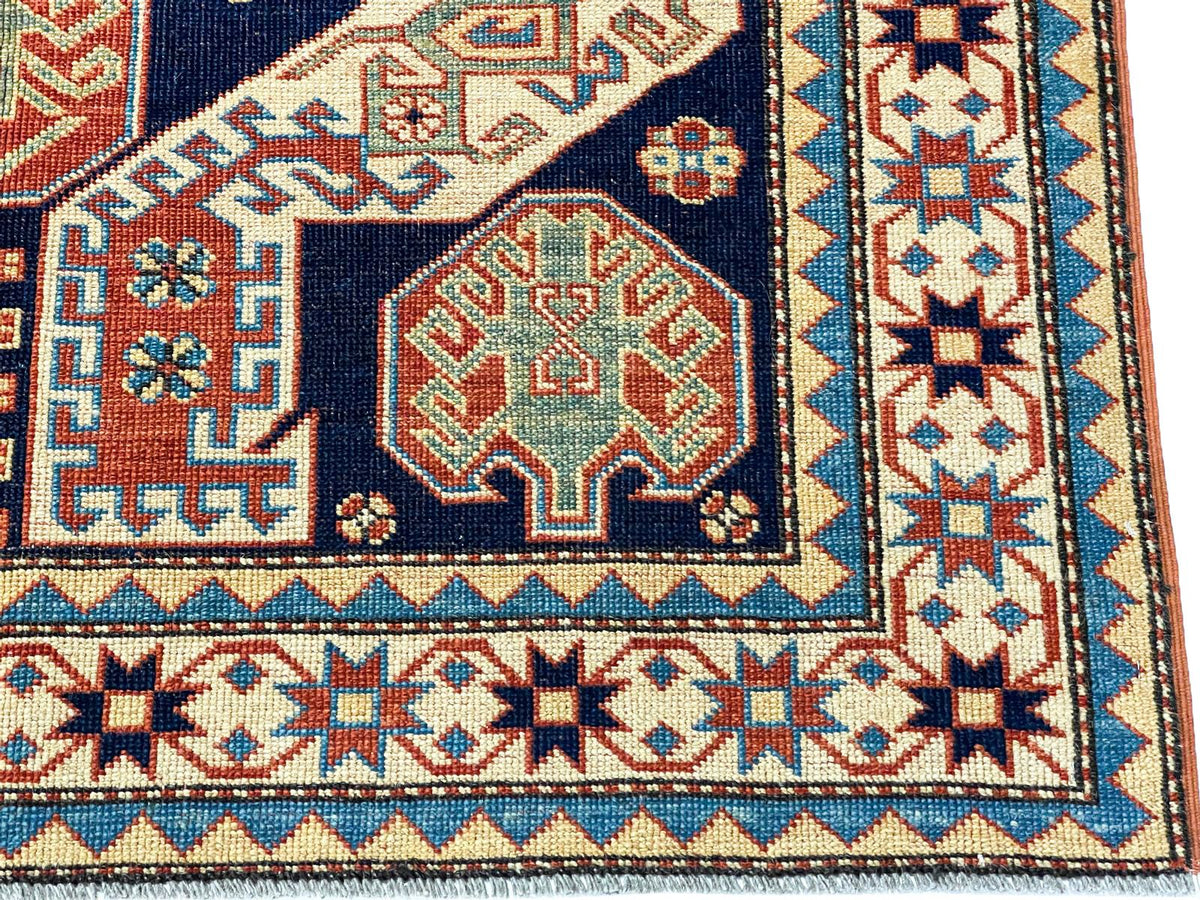 4x6 Red and Ivory Turkish Tribal Rug