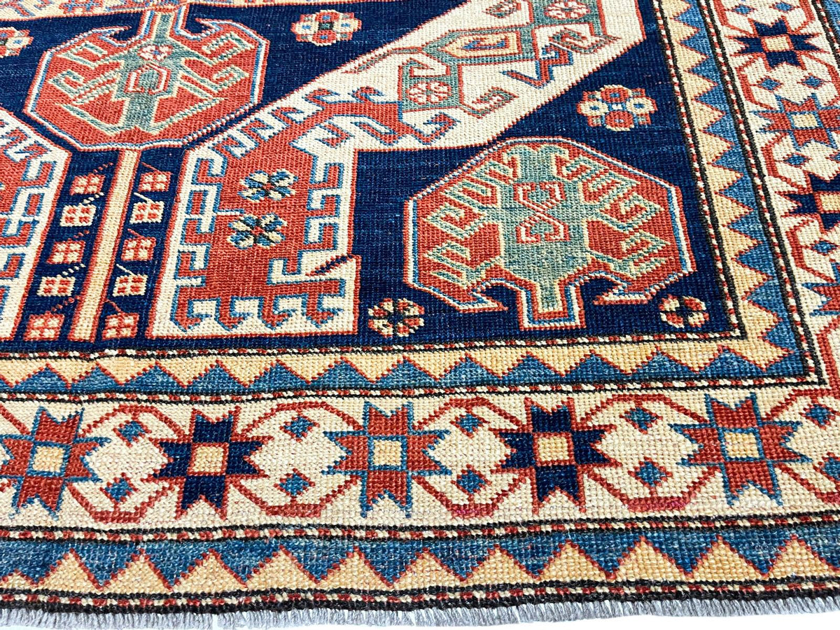 4x6 Red and Ivory Turkish Tribal Rug