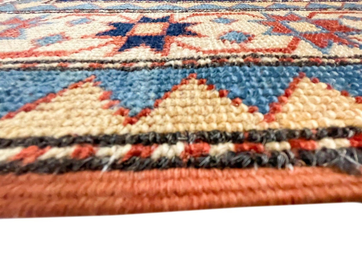 4x6 Red and Ivory Turkish Tribal Rug