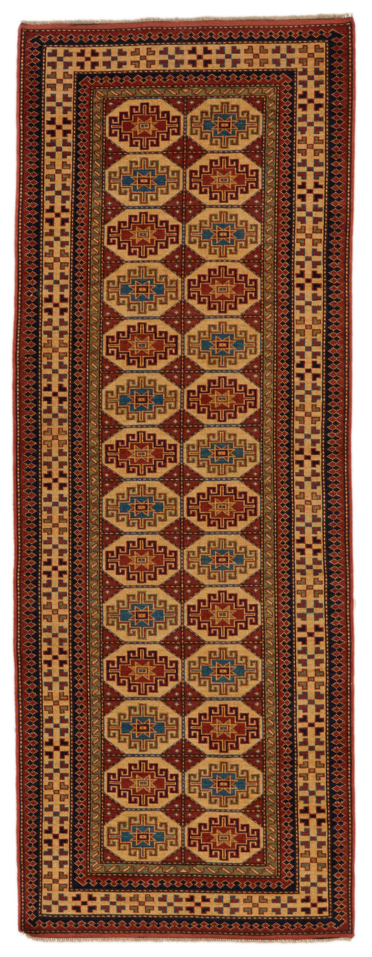 3x8 Ivory and Ivory Turkish Tribal Runner