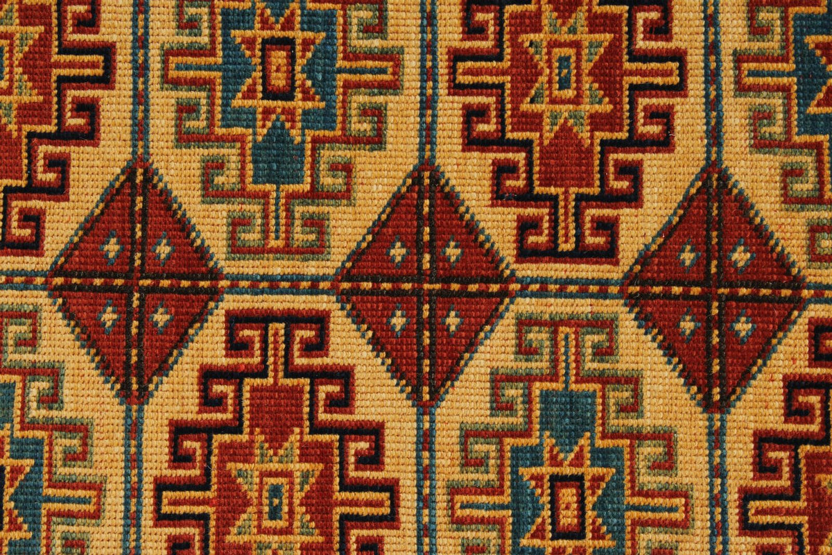 3x8 Ivory and Ivory Turkish Tribal Runner
