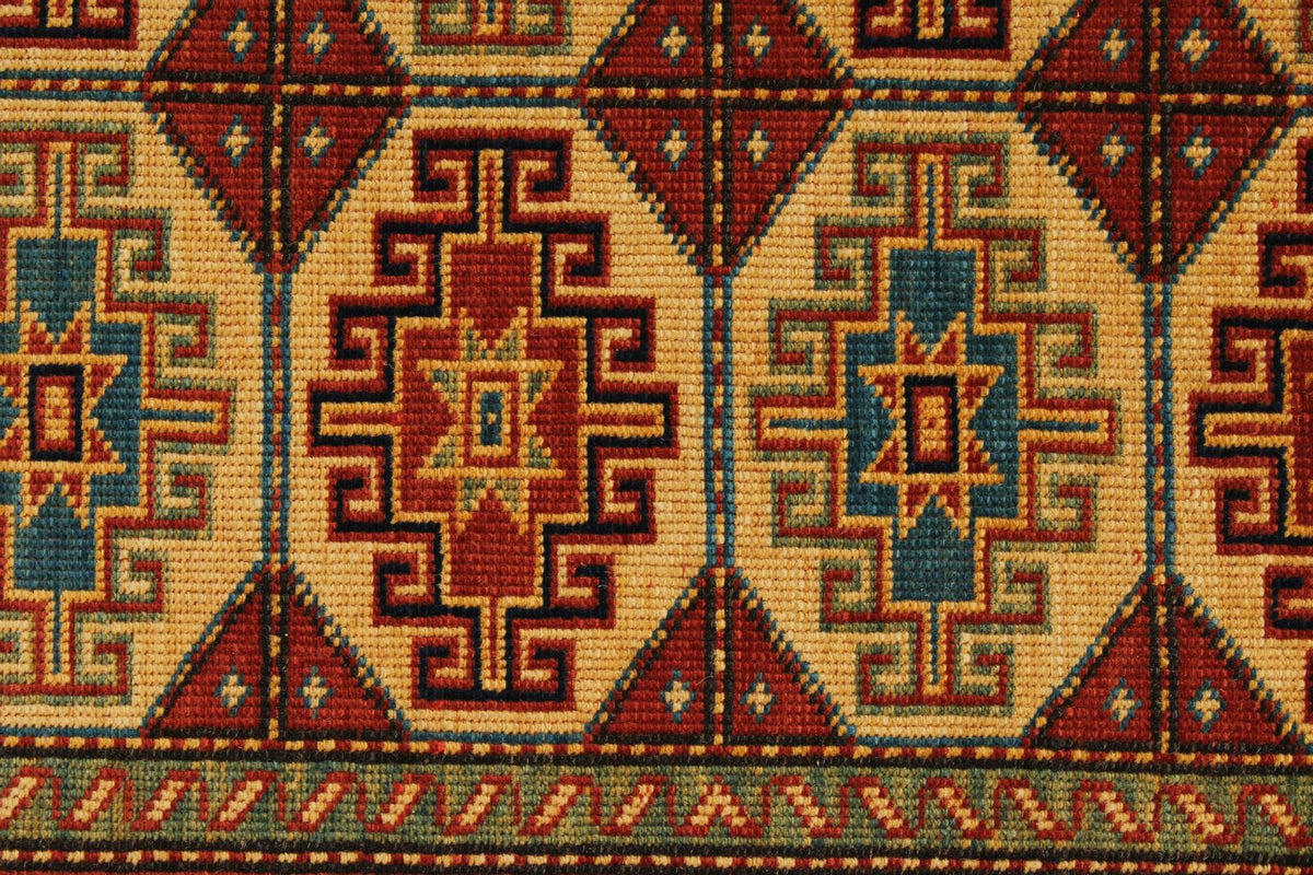 3x8 Ivory and Ivory Turkish Tribal Runner