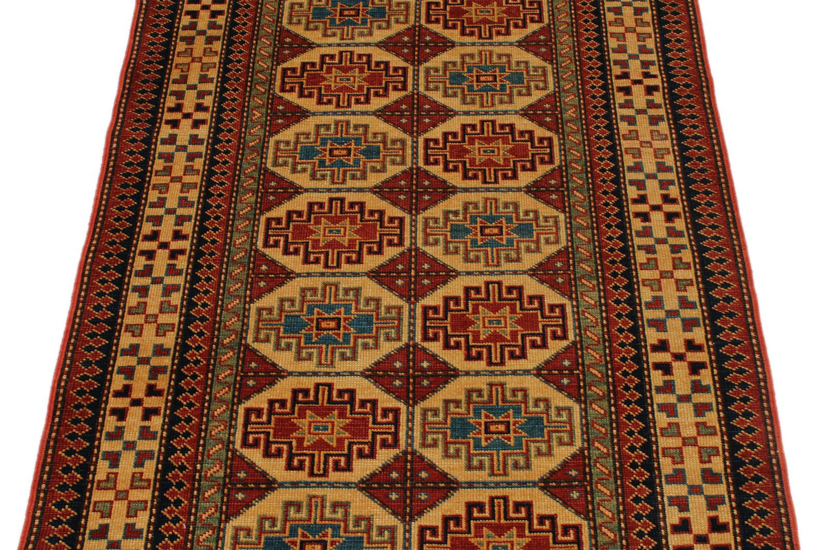 3x8 Ivory and Ivory Turkish Tribal Runner