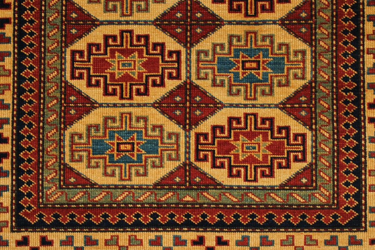 3x8 Ivory and Ivory Turkish Tribal Runner