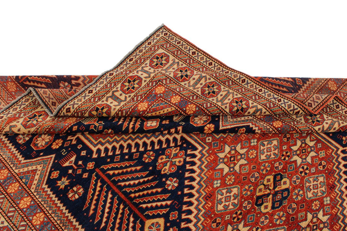7x10 Navy and Ivory Turkish Tribal Rug