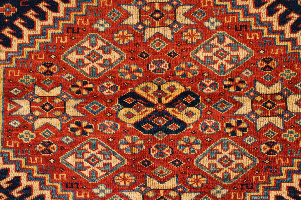 7x10 Navy and Ivory Turkish Tribal Rug