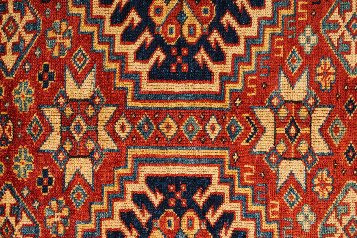 7x10 Navy and Ivory Turkish Tribal Rug