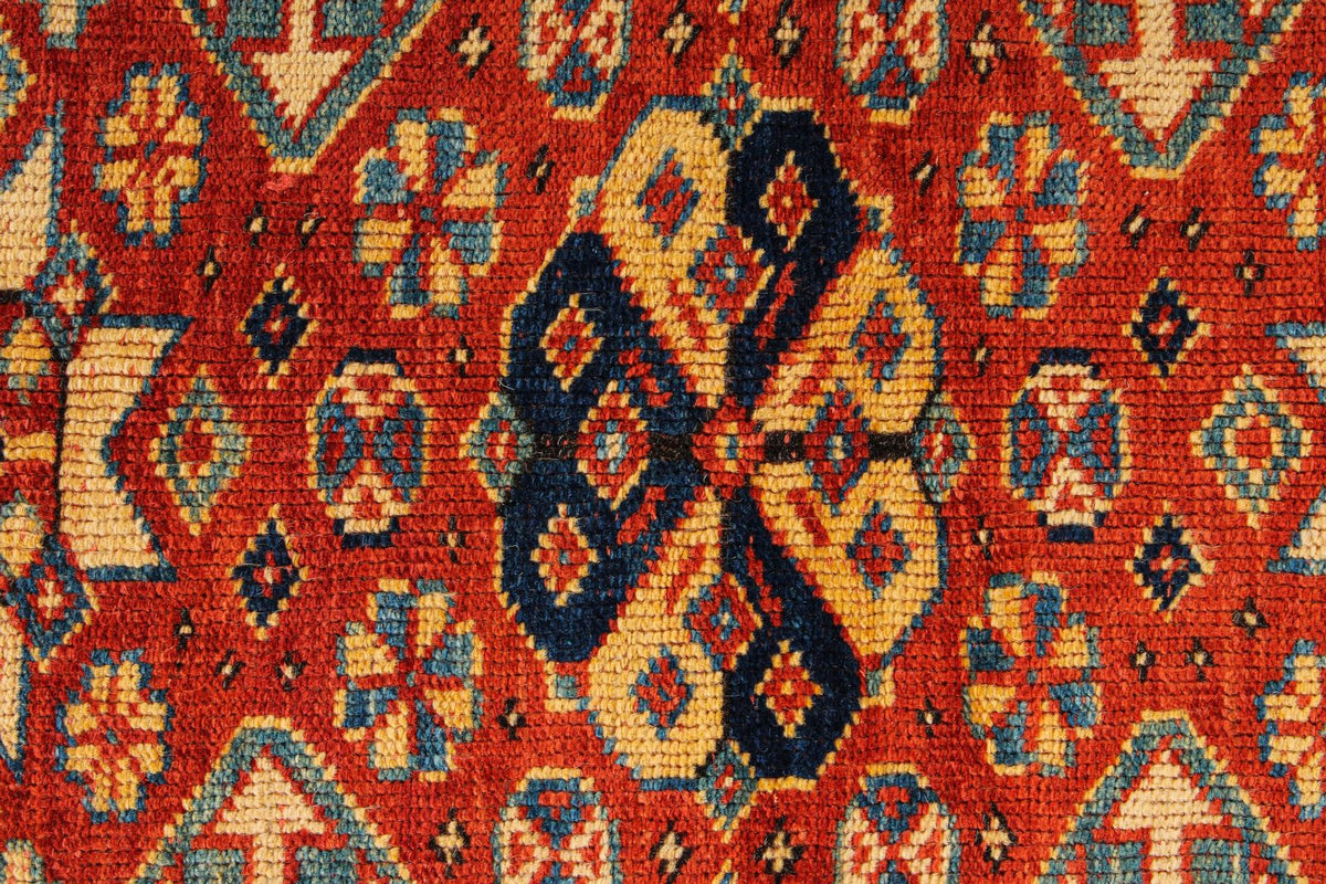 7x10 Navy and Ivory Turkish Tribal Rug