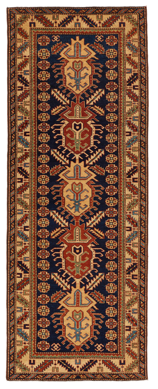 4x9 Navy and Ivory Turkish Tribal Runner