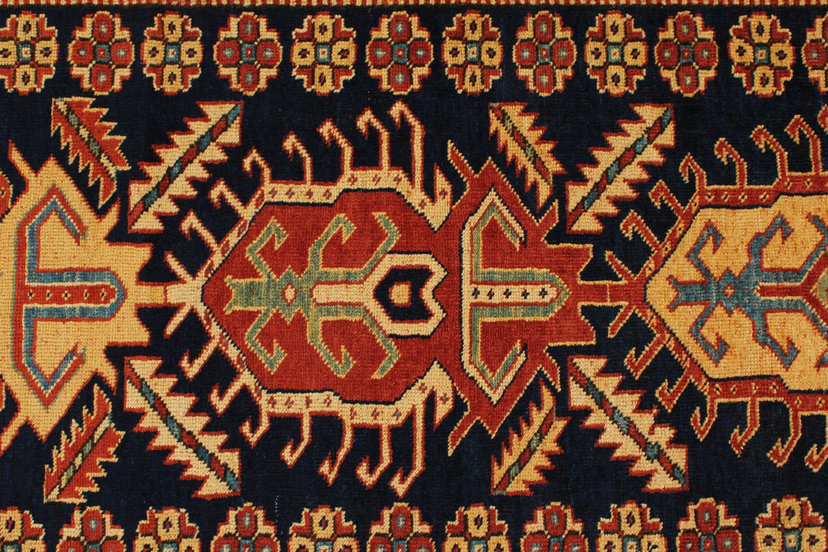 4x9 Navy and Ivory Turkish Tribal Runner
