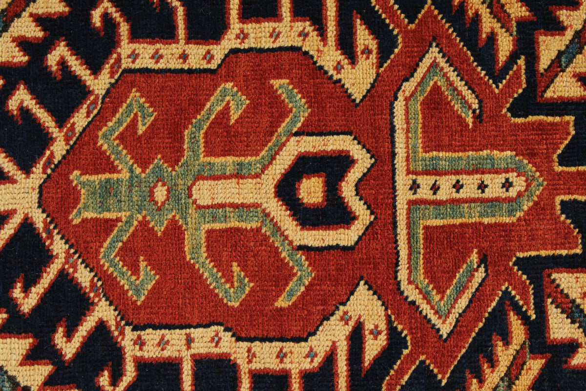 4x9 Navy and Ivory Turkish Tribal Runner