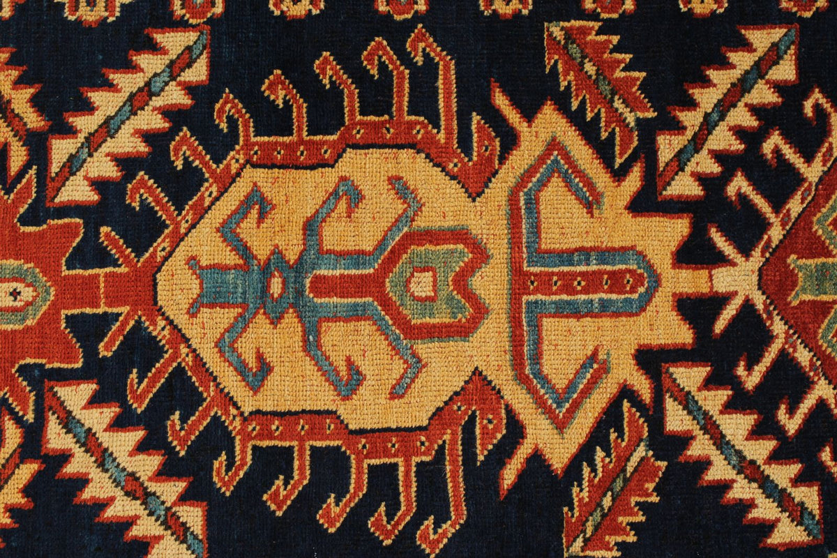 4x9 Navy and Ivory Turkish Tribal Runner