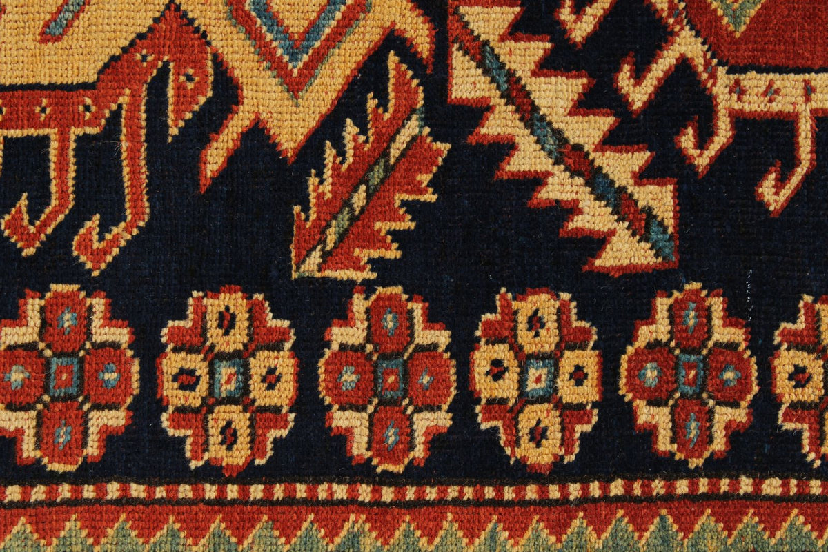 4x9 Navy and Ivory Turkish Tribal Runner