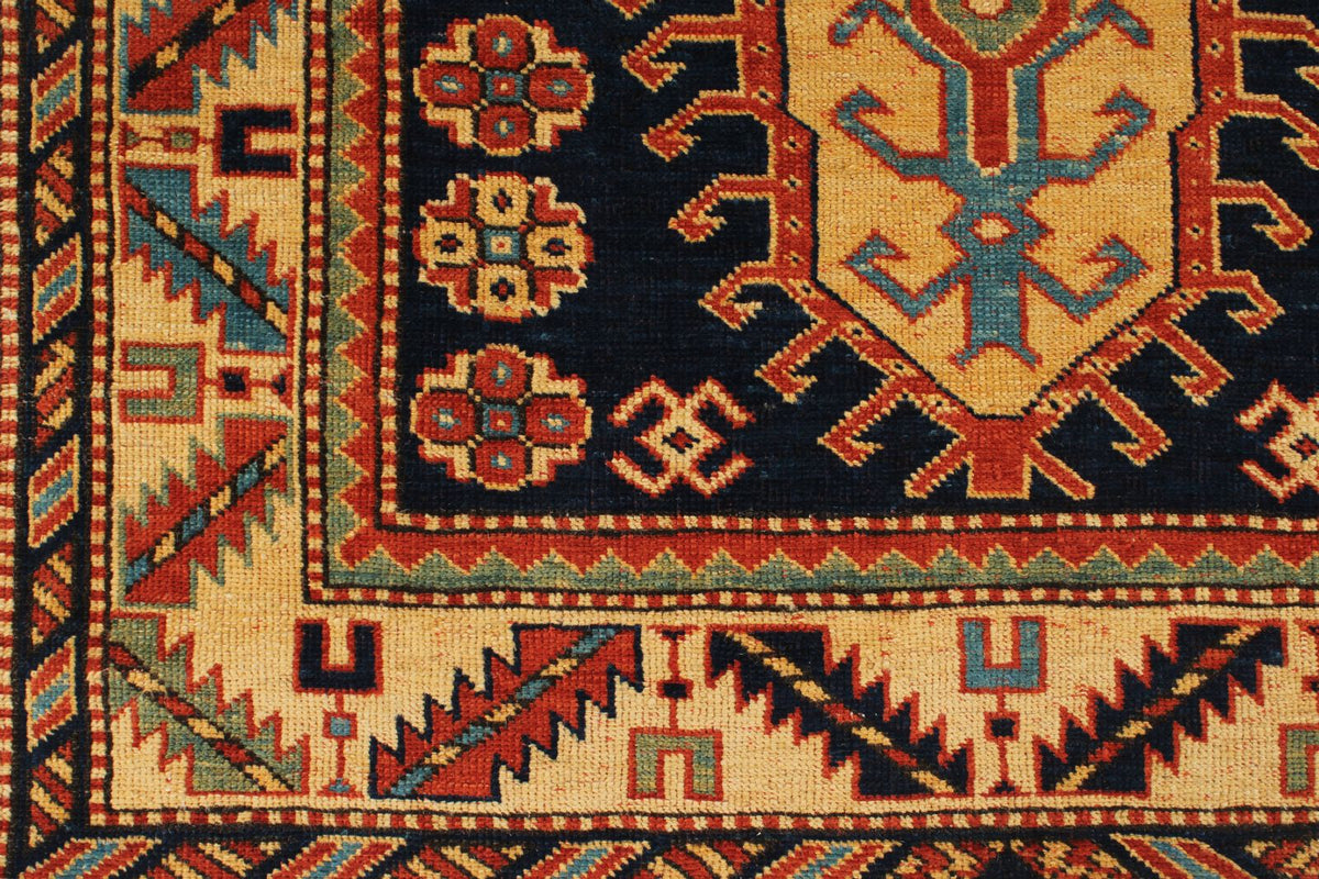 4x9 Navy and Ivory Turkish Tribal Runner