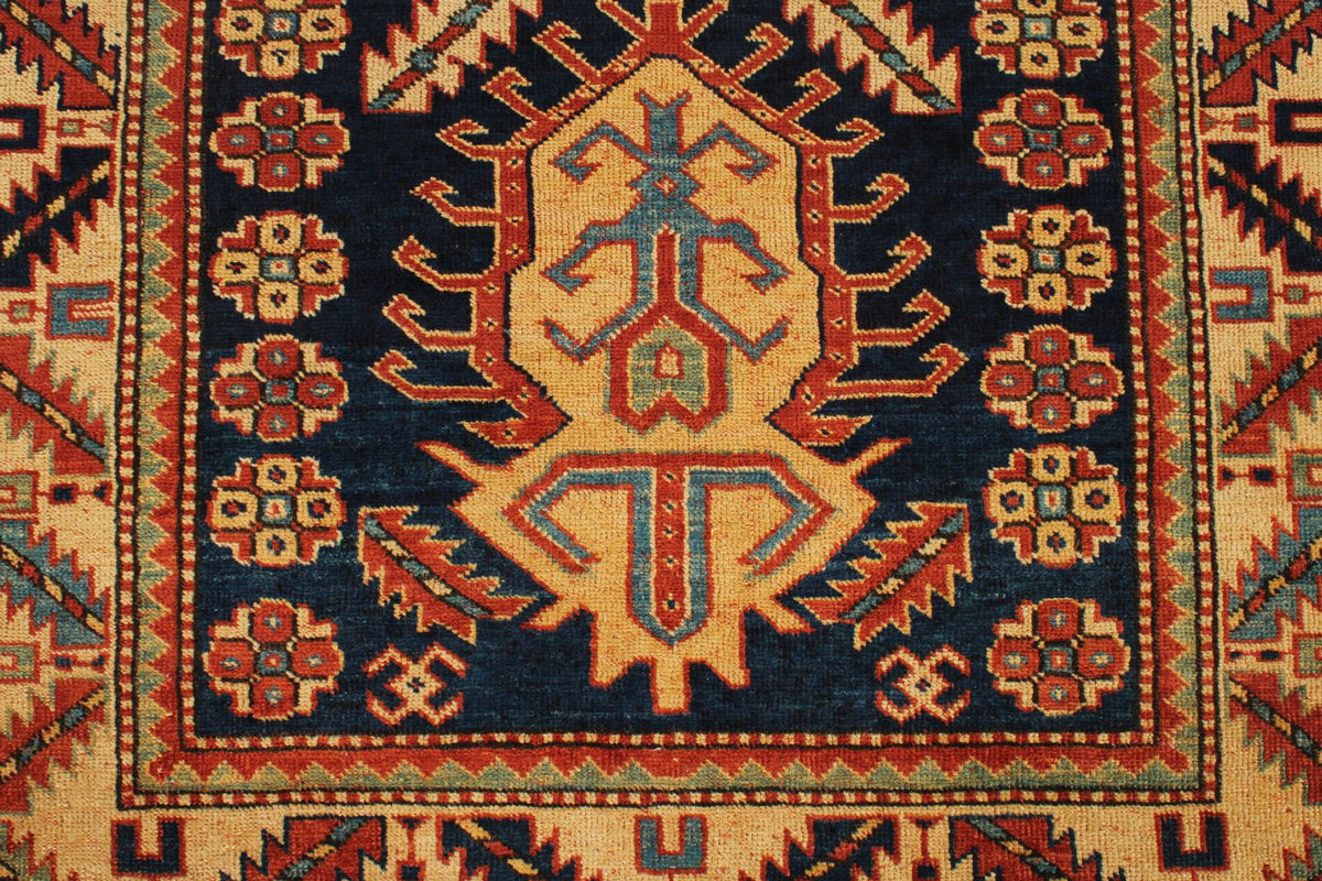 4x9 Navy and Ivory Turkish Tribal Runner