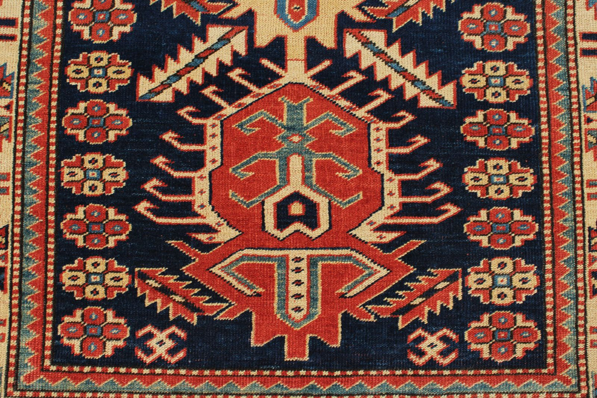 3x9 Navy and Ivory Turkish Tribal Runner