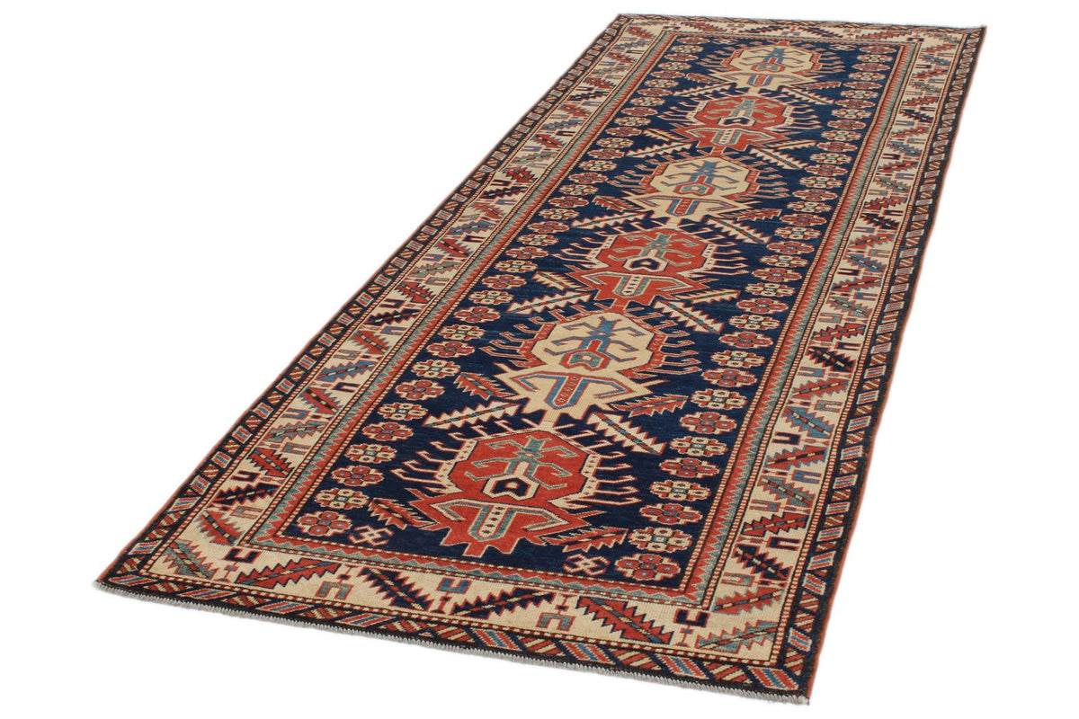 3x9 Navy and Ivory Turkish Tribal Runner