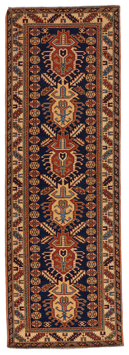 4x10 Navy and Ivory Turkish Tribal Runner