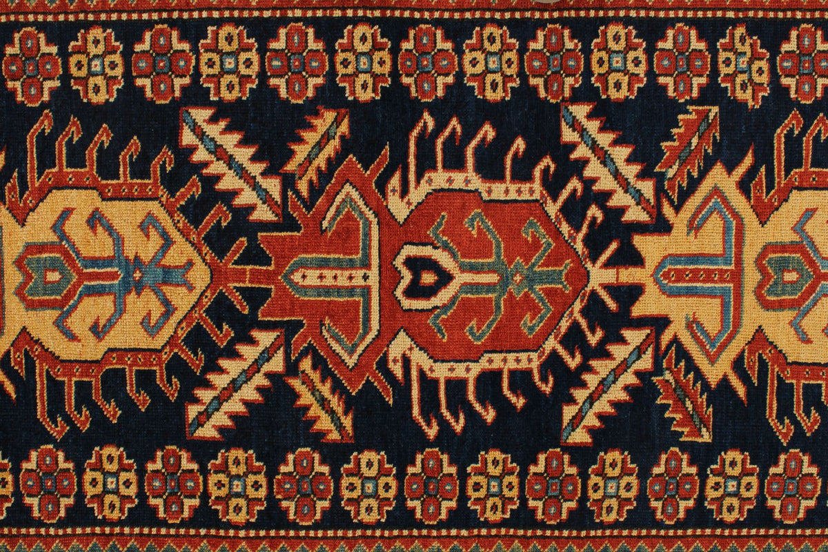 4x10 Navy and Ivory Turkish Tribal Runner