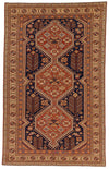 7x10 Navy and Ivory Turkish Tribal Rug