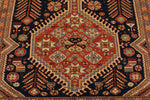 7x10 Navy and Ivory Turkish Tribal Rug