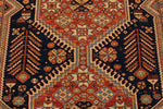 7x10 Navy and Ivory Turkish Tribal Rug