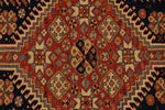 7x10 Navy and Ivory Turkish Tribal Rug
