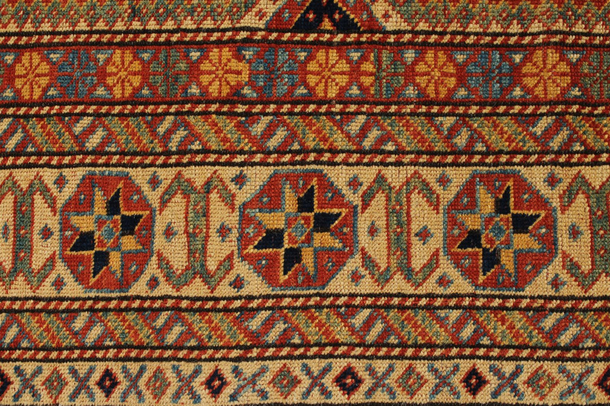 7x10 Navy and Ivory Turkish Tribal Rug