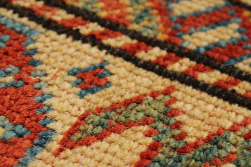 7x10 Navy and Ivory Turkish Tribal Rug