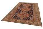 7x10 Navy and Ivory Turkish Tribal Rug