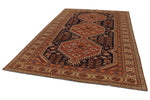 7x10 Navy and Ivory Turkish Tribal Rug