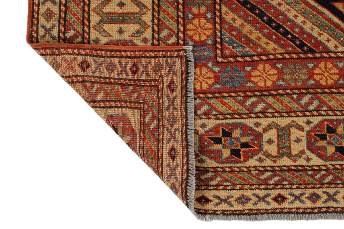 7x10 Navy and Ivory Turkish Tribal Rug