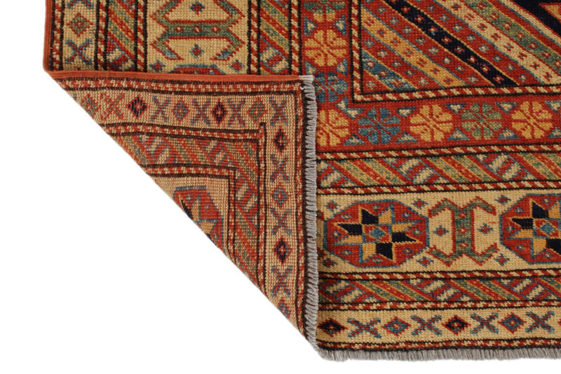7x10 Navy and Ivory Turkish Tribal Rug