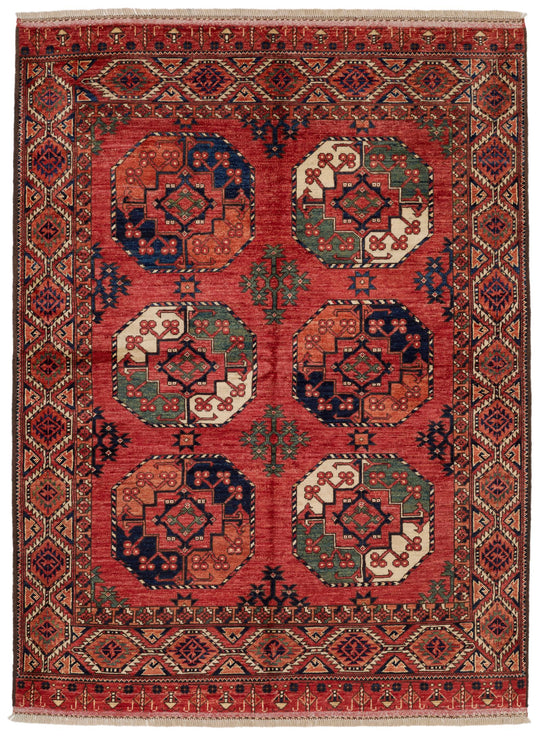 5x7 Red and Red Turkish Tribal Rug