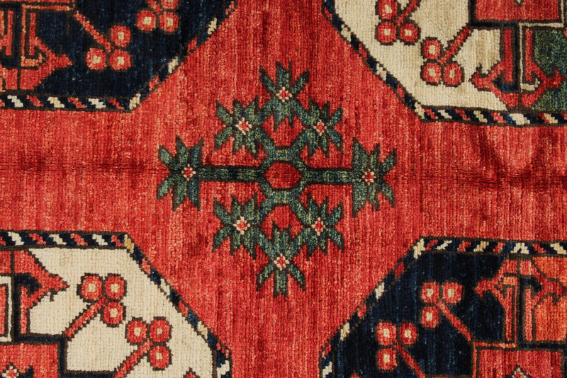 5x7 Red and Red Turkish Tribal Rug