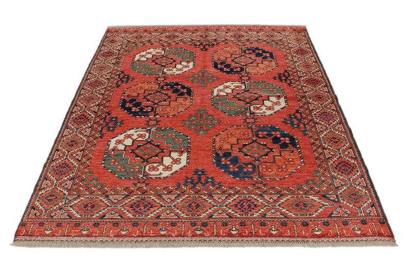 5x7 Red and Red Turkish Tribal Rug