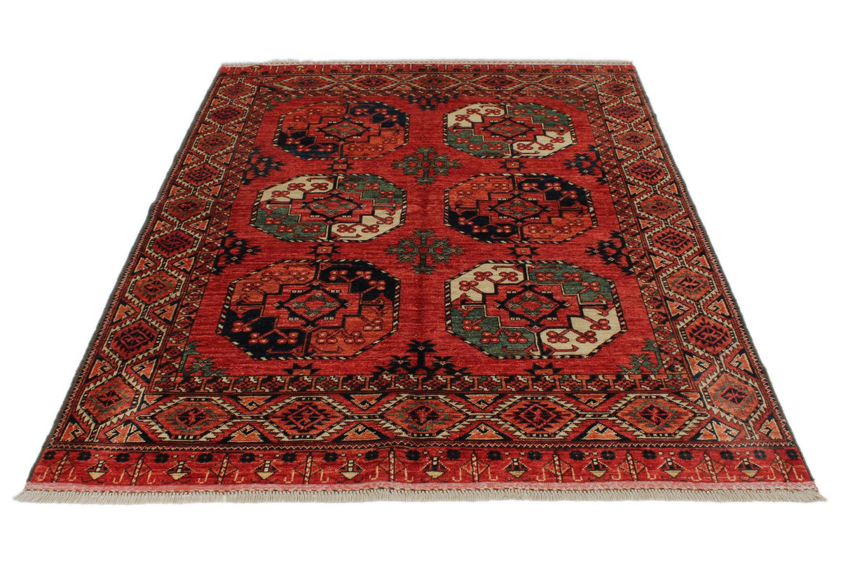5x7 Red and Red Turkish Tribal Rug