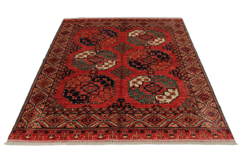5x7 Red and Red Turkish Tribal Rug