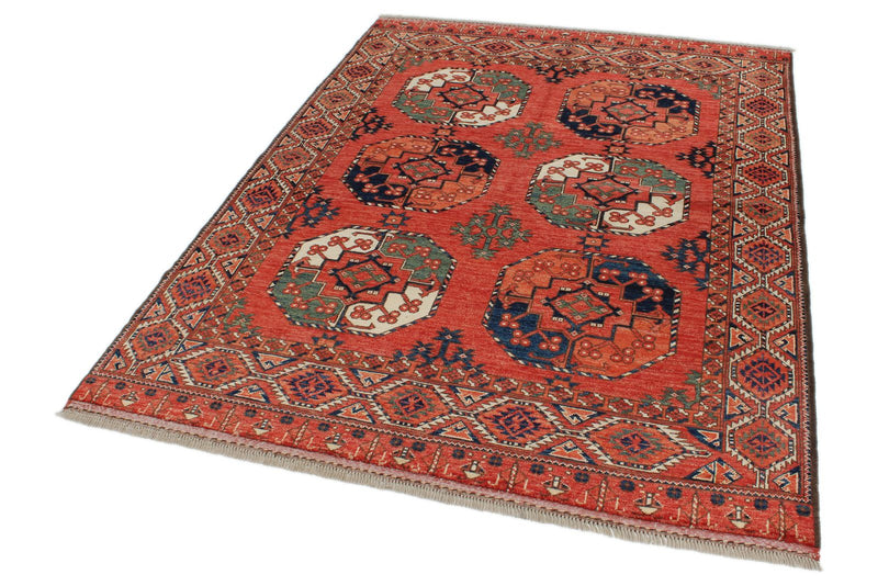 5x7 Red and Red Turkish Tribal Rug