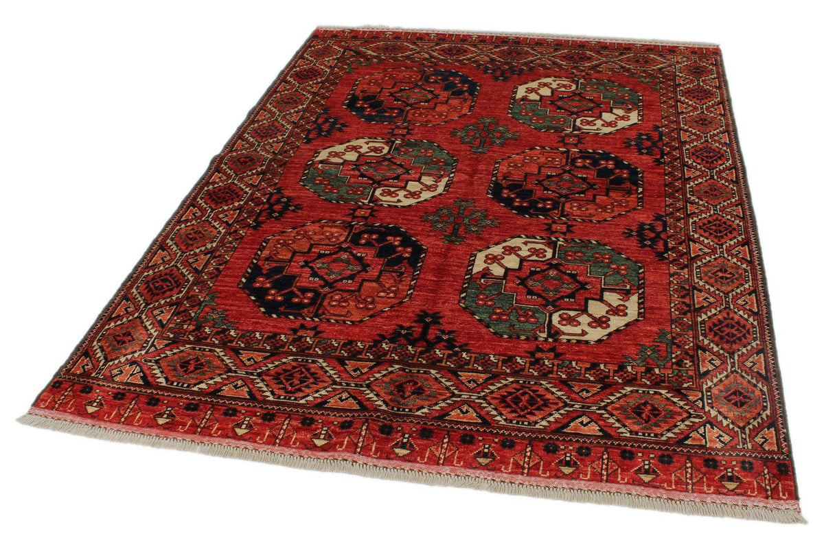 5x7 Red and Red Turkish Tribal Rug