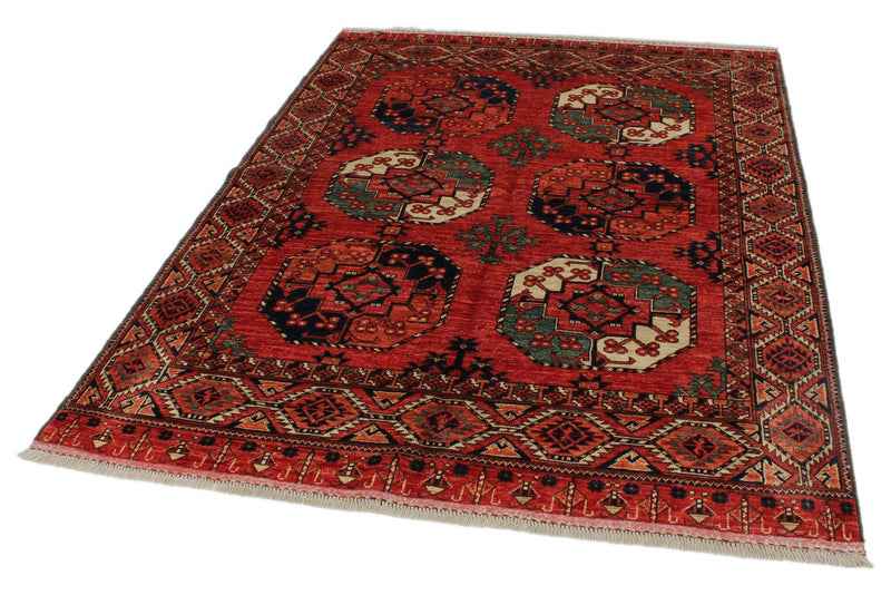 5x7 Red and Red Turkish Tribal Rug