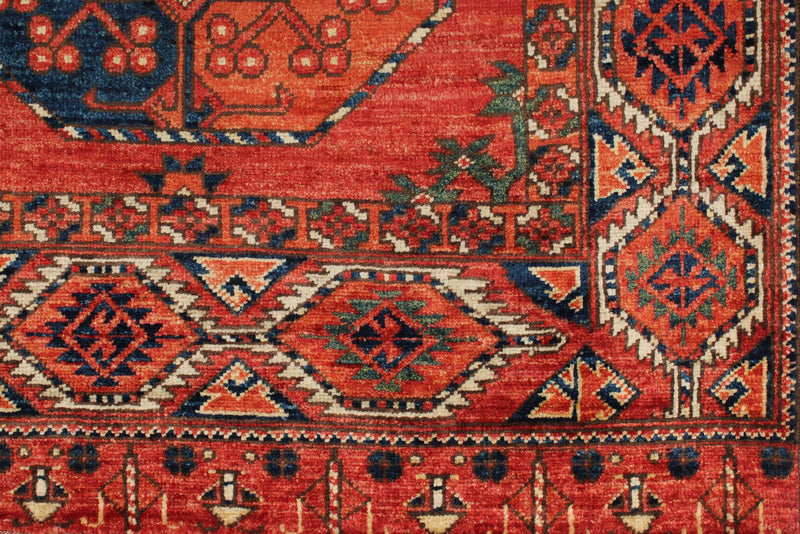 5x7 Red and Red Turkish Tribal Rug