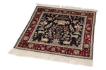 3x3 Multicolor and Red Turkish Silk Rug