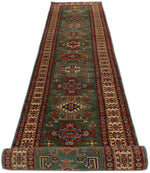3x20 Green and Ivory Kazak Tribal Runner