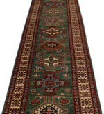 3x20 Green and Ivory Kazak Tribal Runner