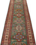 3x20 Green and Ivory Kazak Tribal Runner